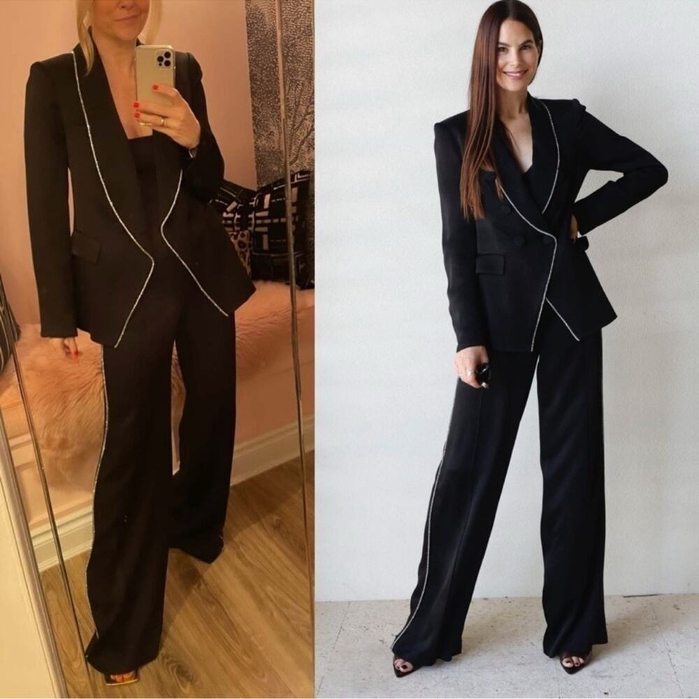 VERONICA BEARD Jagger Crystal Trim Dickey Blazer Jacket in Black Size 2